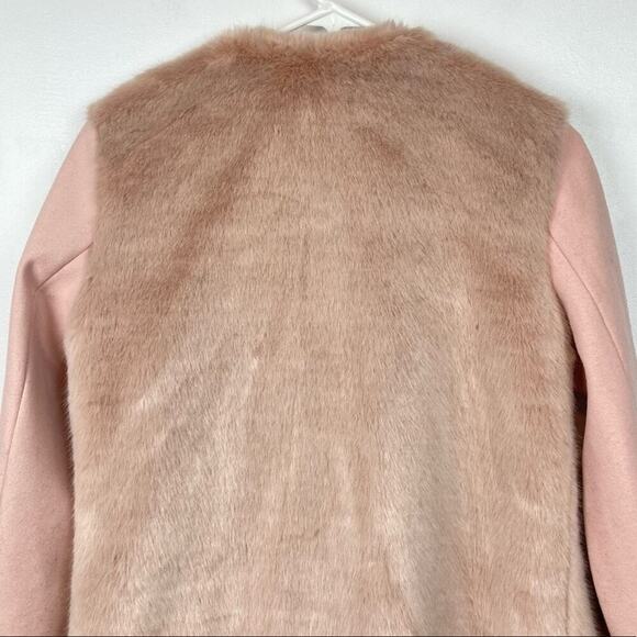 ZARA Faux Fur Panel Coat in Pink - Picture 7 of 11